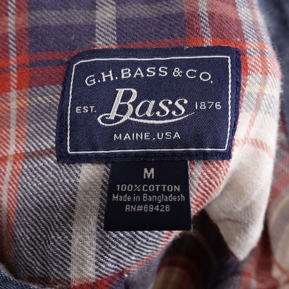 GH BASS LONG SLEEVE PLAID BUTTON DOWN SHIRT MENS SIZE M MEDIUM - Picture 6 of 6